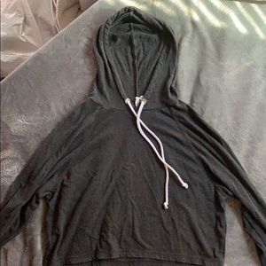Gray Cropped drawstring hoodie (+shipping)